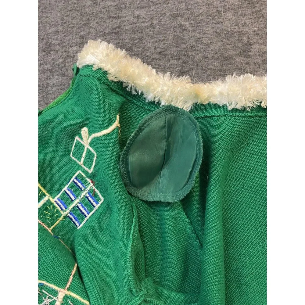 Berek Cardigan Sweater Womens Medium Green Santa Christmas Tree Beaded Ugly - Picture 9 of 11